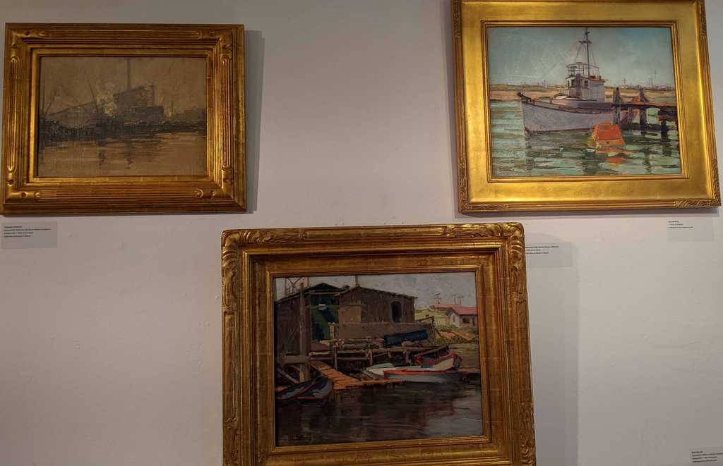 Paintings of boats by Sam Hyde Harris.